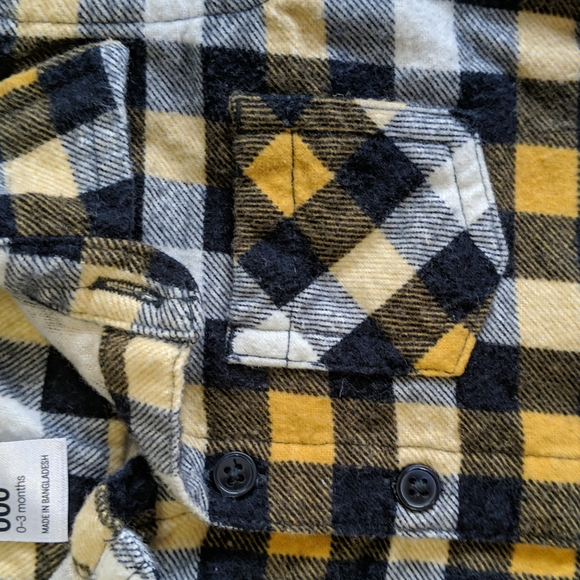 anko plaid flannel collared button down shirt 0-3 months baby boy - Picture 5 of 6